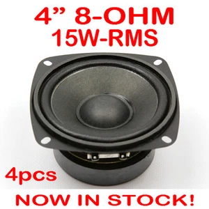 4x 4" 15WRMS PA DJ Speaker Subwoofer Woofer Sub Driver 4 Inch 8 Ohms Quality - Picture 1 of 5