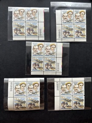 53870 Rare 5 MNHOG Consecutive Plate Block Numbers US Stamp Scott# C91-92 31c - Image 1 of 2