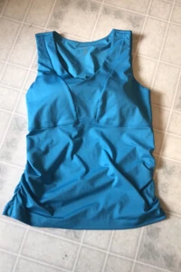 Athleta Women Built In Soft Cup Bra Top Size 38D Side Ruching Turquoise - Picture 1 of 3