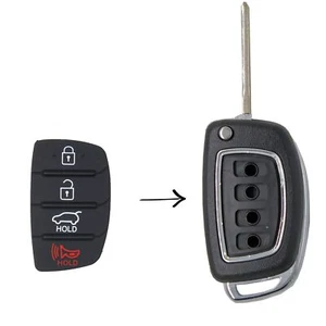 To Suit Hyundai i40 Sante Fe 4 Button Flip Key Replacement Rubber Buttons - Picture 1 of 7