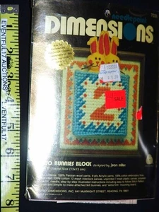 NUEVO Dimensions Needlepoint Vintage Sellado 1981 Jean Miller Dos Conejos Kit de Bloque - Imagen 1 de 4