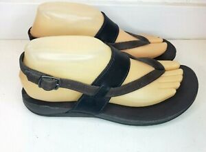 CHACO Maya Black Brown Leather Thong Slingback Sandals Shoes Womens Size 7