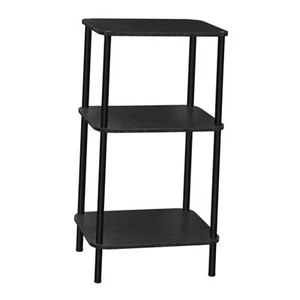 3 Tier Small End Table Tall Telephone Table with Storage Shelves Black - Picture 1 of 7