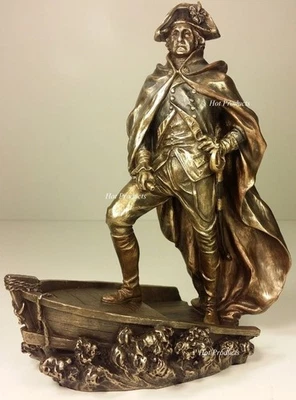 VERONESE 9 1/2" GEORGE WASHINGTON Crossing The Delaware Statue Antique Bronze Color