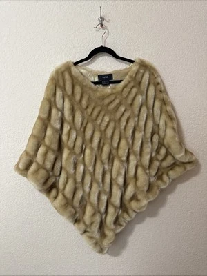 Poncho de piel sintética Surell chaqueta con capa talla única dorado marrón forrado eventos especiales Foto 1 de 4