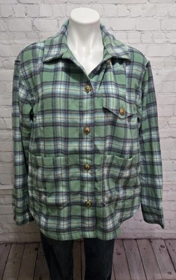 Cazadora American Eagle franela de peso pesado para mujer M botones dorados verde mar  Foto 1 de 4