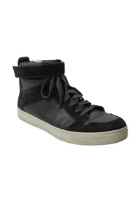 Vince Mens Lace Up High Top Sneakers Gray Black Leather Suede Size 11M - Picture 1 of 7