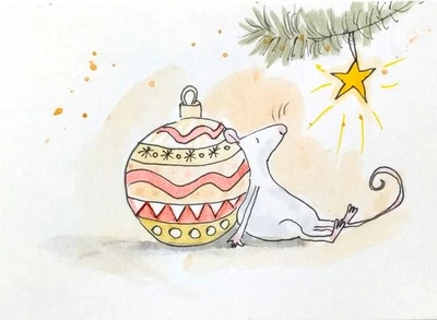 ACEO Original Acuarela Tinta Pintura Arte RATÓN Firmado, Envío Gratis Foto 1 de 4