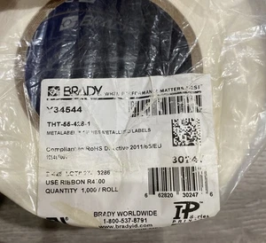 Roll BRADY THT-55-428-1 LABEL 2"HX4"W LT SILVER 1=1000PCS Metalized Polyester - Bild 1 von 3