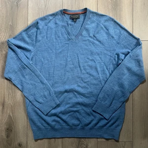 Banana Republic 100% Merino Wool V Neck Sweater Mens Size Large Sky Blue - Picture 1 of 4