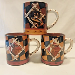 Zrike Hand Painted S. Riggsbee White Outpost Cabin Decor Coffee Cups Set Of 3 - Picture 1 of 20