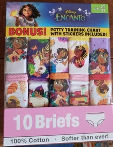 10 PACK Disney Encanto Girls Panties Multicolor With Stickers Briefs Size 2t-3t - Picture 1 of 1