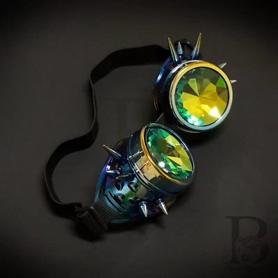 Steampunk Spiked Goggles Kaleidoscope Costume Masquerade Accessory [Rainbow] - Image 1 of 4