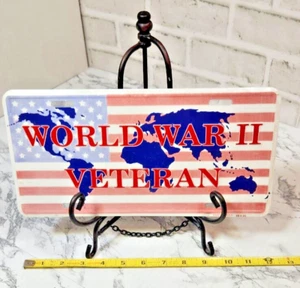 World War II Veteran License Plate Red White Blue - New in Plastic - Picture 1 of 2