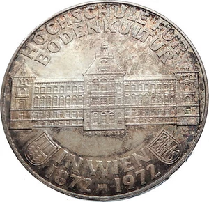 1972 AUSTRIA Agriculture School Antique Silver 50 Schilling Austrian Coin i72039 - Picture 1 of 3