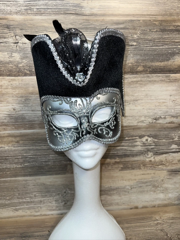 Black & Silver Venetian Mask Adult Size by Forum Novelties NEW - Image 1 of 4