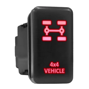 4X4 VEHICLE - Red Backlit Tall Push In Switch 1.54"x 0.83" (Fit: Toyota) - Picture 1 of 6