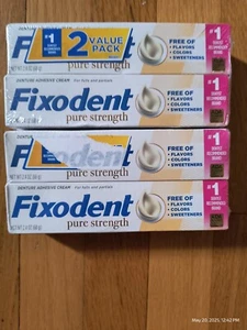Crema adhesiva para dentaduras Fixodent Pure Strength paquete económico 2,4 oz X4 libre de sabor - Imagen 1 de 8