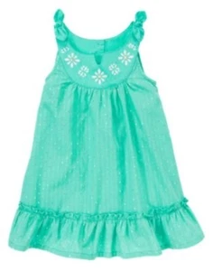 GYMBOREE SAFARI SMILES TURQUOISE BOW N SPARKLES DRESS 6 12 NWT - Picture 1 of 1