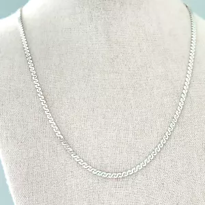 925 Italian Sterling Silver Shiny Serpentine Chain Link Necklace 23" - Picture 1 of 7