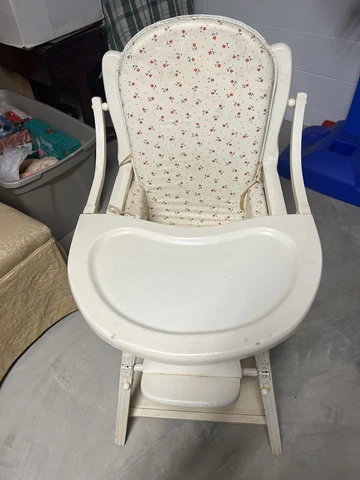 Vintage antique wooden high chair child; Converts To Desk Or Stroller Cover