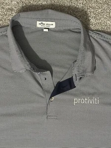 Polo de golf Peter Millar Summer Comfort para hombre 2XL azul blanco a rayas camisa elástica - Imagen 1 de 3