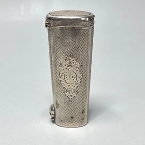 1870 Francés Plata Memento Mori Calavera Largo Soporte Vesta Estuche Golpeador - Imagen 1 de 20