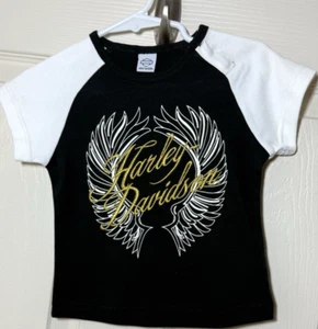 Harley Davidson Baby Mädchen 18 Monate Kurzarm Shirt weiß schwarz - Bild 1 von 2