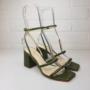 Sandalias Guilhermina Cocodrilo Tirantes EU 37 UK 4 Tacones Verdes Verano Cuero BN - Imagen 1 de 12