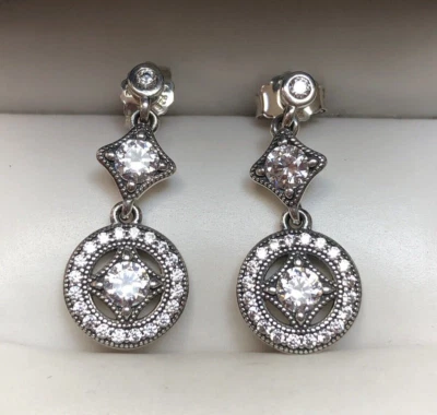 Pendientes colgantes RETIRADOS auténticos Pandora vintage Allure circonita cúbica transparente #290722CZ Foto 1 de 4
