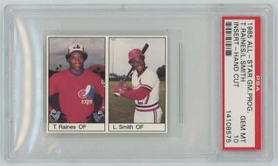 1985 All-Star Game Program Insert Tim Raines/Lonnie Smith PSA 10 - Image 1 of 2