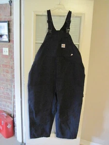 Carhartt FR CAT2 Size 52x30 Blue DOUBLE KNEE Work Duck Bib Overall #101627-410 - Picture 1 of 7