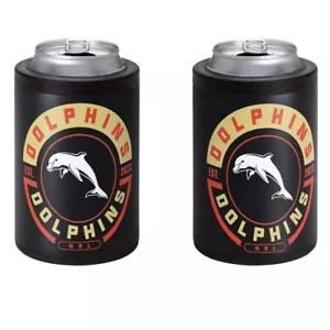 127225 DOLPHINS NRL INSULATED STAINLESS STEEL CAN COOLER STUBBY HOLDER - Foto 1 di 1