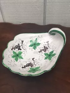 Vintage Handmade Grapes & Olives Serving Dish Bowl Italy Made #08854 9.5” Long - Picture 1 of 11