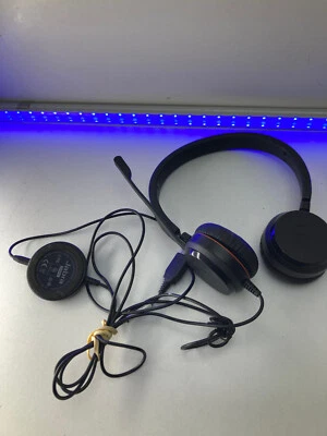 Jabra Headset Evolve 20 ENC060 Black USB-A Plug Headphones MIC Controller #256 - Image 1 of 4