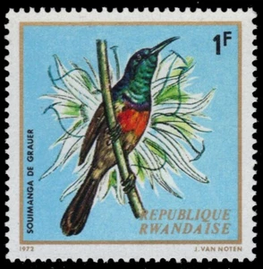 RWANDA 460 (Mi503) - African Birds "Double-Collared Sunbird" (pa48736) - Picture 1 of 1