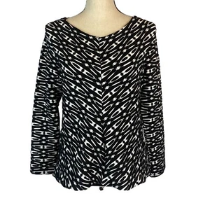 Niche Nilgun Derman Ridge Knit Top Black White Womens Medium - Picture 1 of 7