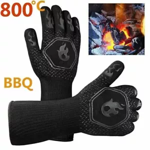 2X Grillhandschuhe Feuerfest 800°C Schutzhandschuhe Ofenhandschuh Hitzebeständig - Bild 1 von 10