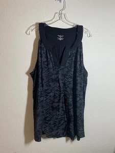 NorthCrest Embroidered Tribal Print Casual Tank Top Women's Plus Sz 3X Black AD6 - Picture 1 of 5