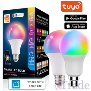 Smart Bulb by Tuya Use with Smart Life App Android iOS - RGB Colour Light Packs - Picture 1 of 16