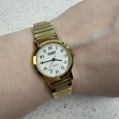 Vintage Helbros Invincible #9917B Gold Tone Ladies Watch 6" Length Stretch Band - Image 1 of 4