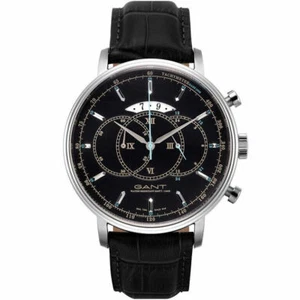 Gant WAD1090599I silver black Leather Chronograph Men's Watch NEW - Picture 1 of 1