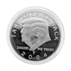 Donald Trump Coin Take America Back SILVER PLATE Coin + Case FREE SHIP FROM USA - Picture 1 of 2