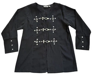 ERICA BROOKE Jacket SIZE 14 Black Goth Steampunk Bondage Hook Closure Studded - Picture 1 of 15
