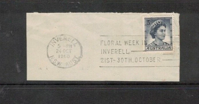 Australia 1960 SLOGAN CANCEL on Piece, FLORAL WEEK, INVERELL NSW  - Image 1 of 1