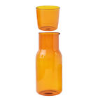 Nachttisch-Wasserkaraffe Set Glas Gelb 450ml mit Becher für Schlafzimmer