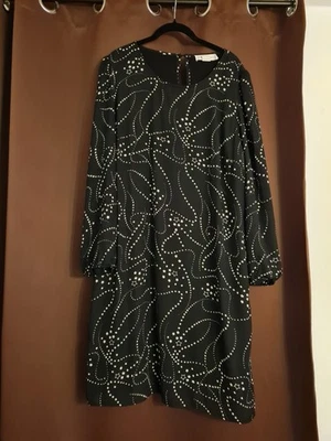 Linea Tesini Kleid schwarz mit Sternen, Gr. 46 - Bild 1 von 2