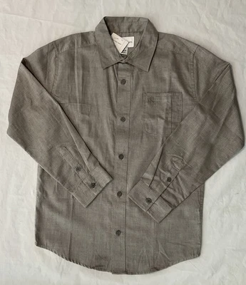 Calvin Klein Jeans Long Sleeve Dress Shirt Brown Herringbone Boys Size 10 - 12 - Image 1 of 4