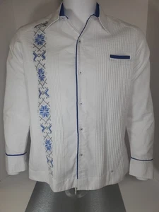 Guayabera Leinenhemd Herren Small weiß Yuca Stickerei - Bild 1 von 18