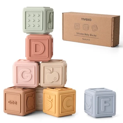 Baby Blocks Stacking for Babies Silicone Soft Building Blocks Teethers Montes... - Image 1 of 4